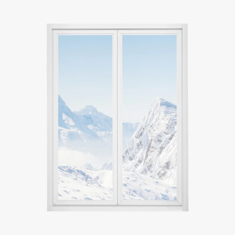 Fensteraufkleber ruhige panorama verschneiter berge