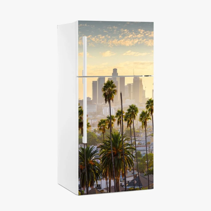 Kühlschrankaufkleber goldene Los Angeles skyline mit palmen
