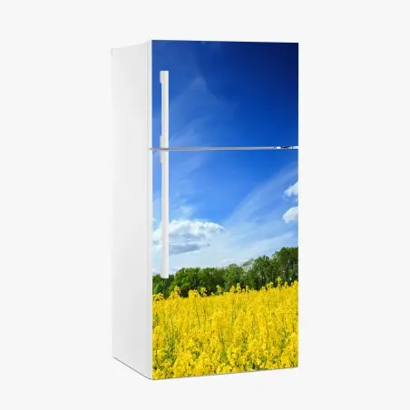 Kühlschrankaufkleber polnisches rapsfeld unter blauem himmel – Wallnifity®