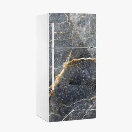 Kühlschrankaufkleber dunkelgrauer marmor mit goldenen adern – Wallnifity®