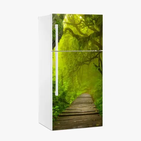 Kühlschrankaufkleber mystischer grüner waldpfad – Wallnifity®