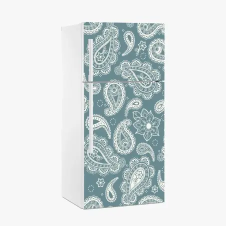 Kühlschrankaufkleber türkis paisley muster mit blumendetails – Wallnifity®