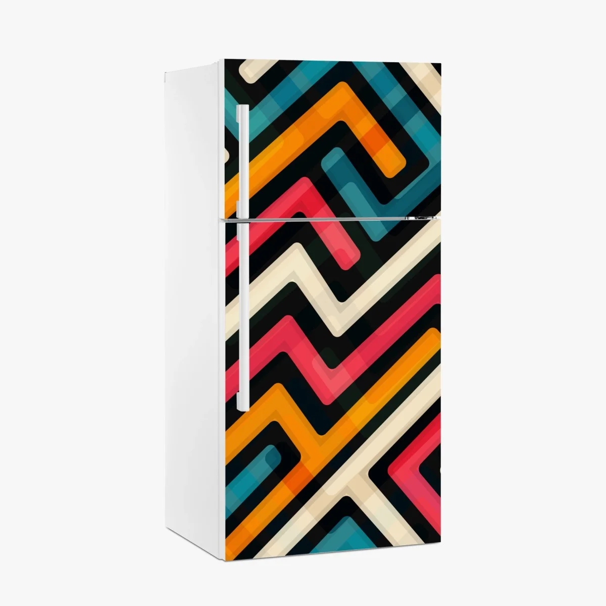 Kühlschrankaufkleber buntes geometrisches labyrinthmuster – Wallnifity® Kühlschrankaufkleber buntes geometrisches labyrinthmuster – Wallnifity®