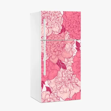 Kühlschrankaufkleber rosa pfingstrosenmuster – Wallnifity®