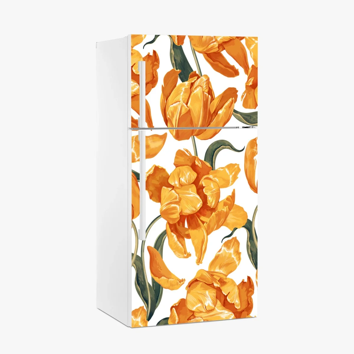 Kühlschrankaufkleber muster mit lebhaften orangen tulpen – Wallnifity® Kühlschrankaufkleber muster mit lebhaften orangen tulpen – Wallnifity®