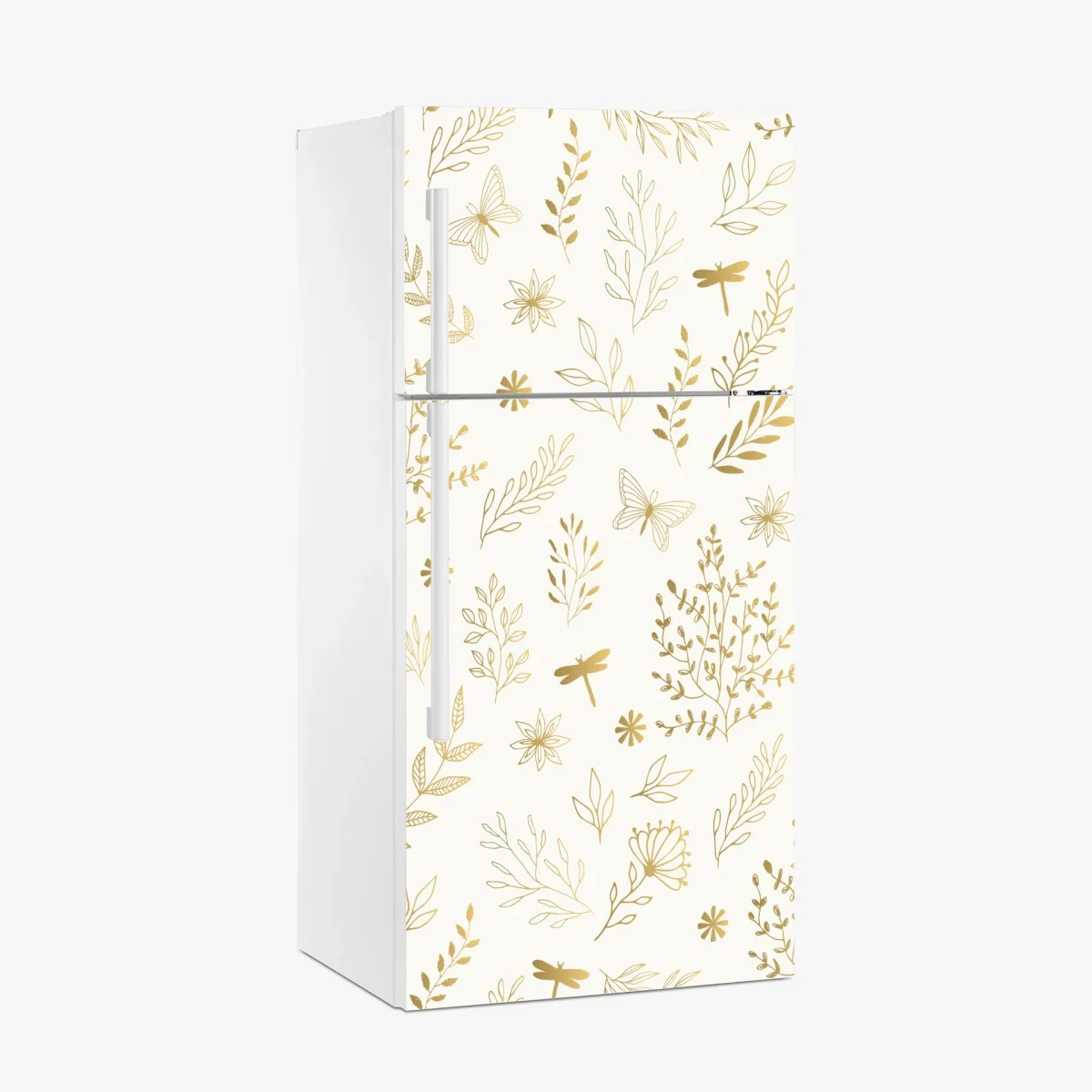Kühlschrankaufkleber goldenes botanisches muster – Wallnifity® Kühlschrankaufkleber goldenes botanisches muster – Wallnifity®