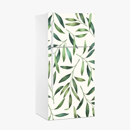 Kühlschrankaufkleber grünes aquarell blättermuster – Wallnifity®