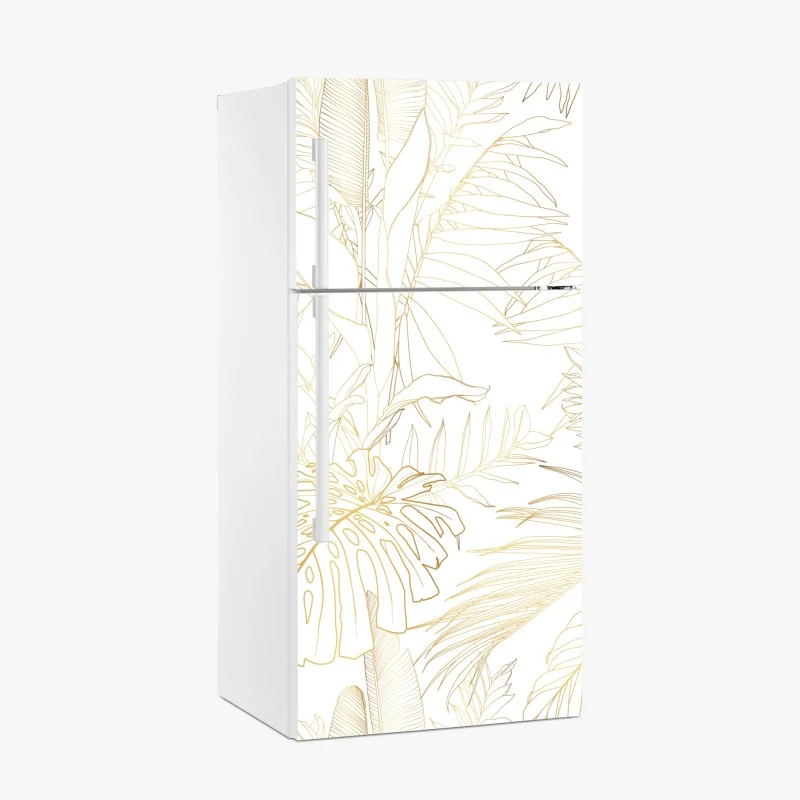Kühlschrankaufkleber goldene tropische blätter line art