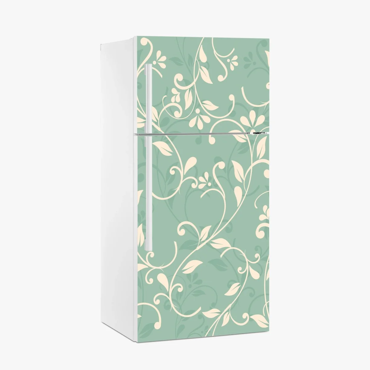 Kühlschrankaufkleber minzfarbiges blumenmuster im vintage-stil – Wallnifity® Kühlschrankaufkleber minzfarbiges blumenmuster im vintage-stil – Wallnifity®
