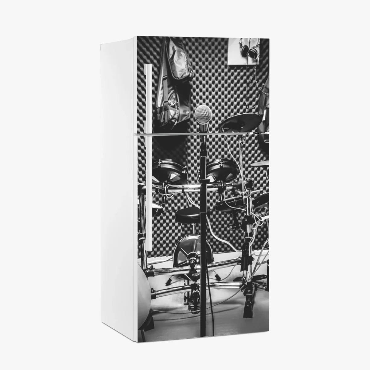 Kühlschrankaufkleber monochromes musikstudio – Wallnifity® Kühlschrankaufkleber monochromes musikstudio – Wallnifity®