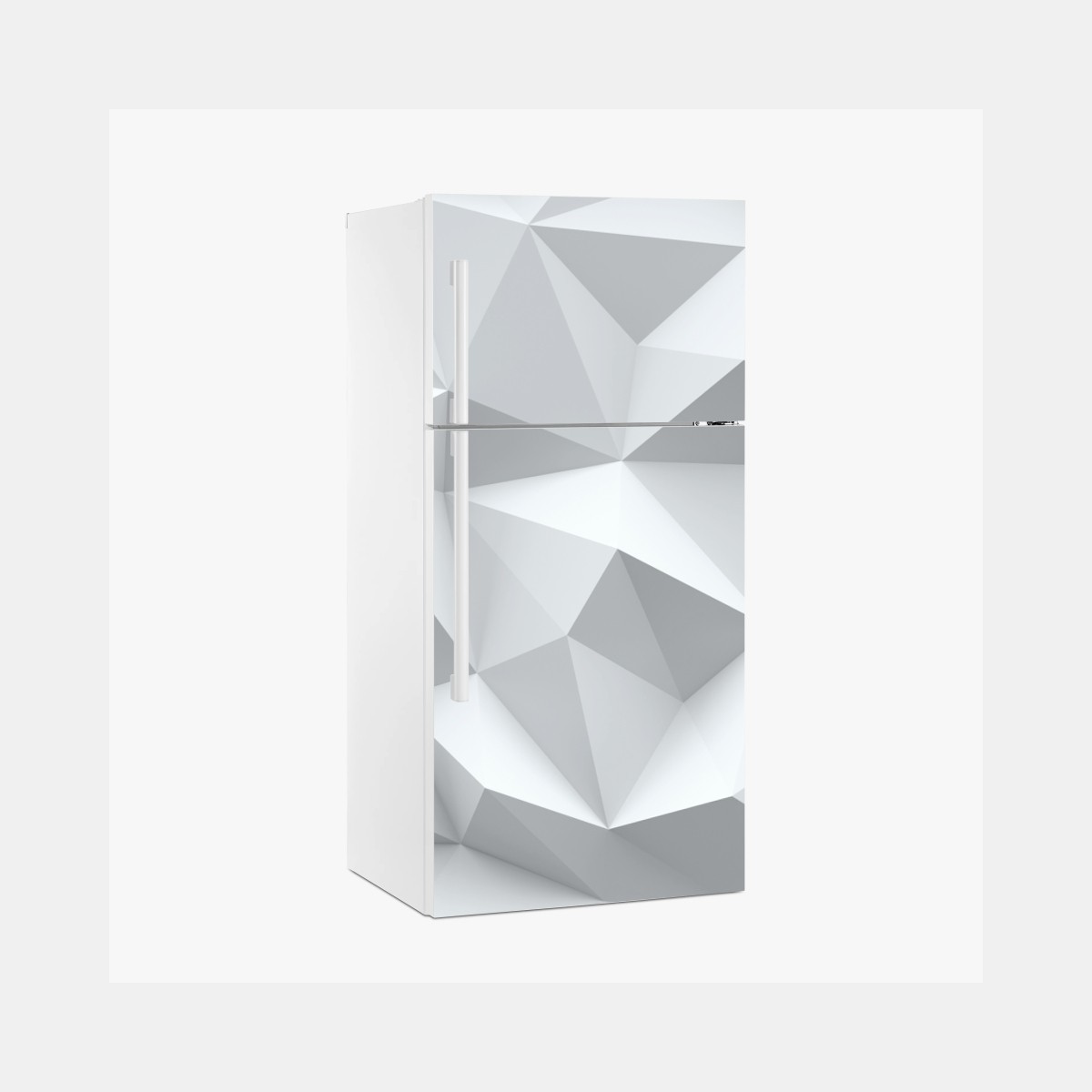 Kühlschrankaufkleber weißes dreidimensionales low-poly geometrisches muster – Wallnifity®
