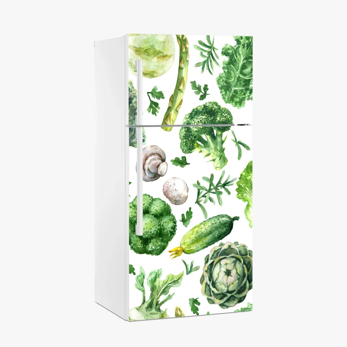 Kühlschrankaufkleber aquarellmuster grünes gemüse – Wallnifity® Kühlschrankaufkleber aquarellmuster grünes gemüse – Wallnifity®