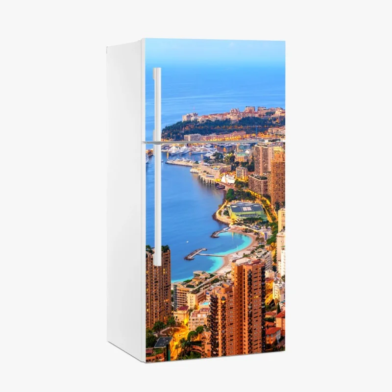 Kühlschrankaufkleber Monaco küstenstadt panorama bei dämmerung