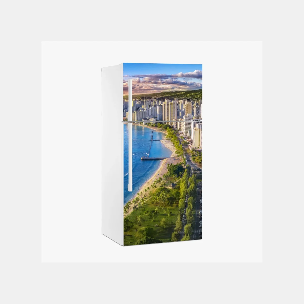 Kühlschrankaufkleber skyline einer küstenstadt bei sonnenuntergang – Wallnifity® Kühlschrankaufkleber skyline einer küstenstadt bei sonnenuntergang – Wallnifity®