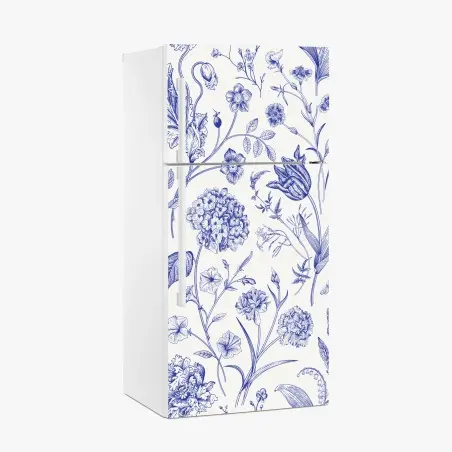 Kühlschrankaufkleber klassisches blaues toile blumenmuster – Wallnifity®