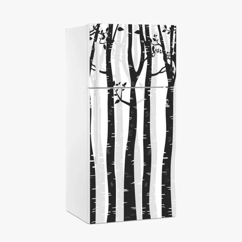 Kühlschrankaufkleber monochromatischer birkenwald