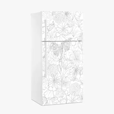 Kühlschrankaufkleber zartes handgezeichnetes blumenlinienmuster – Wallnifity®