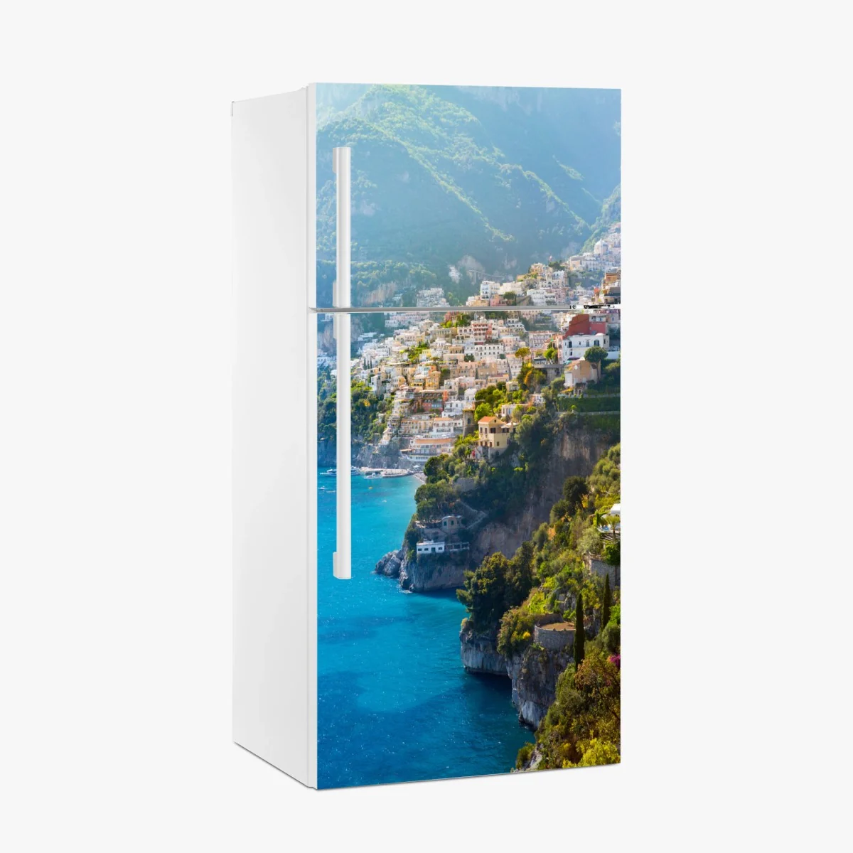 Kühlschrankaufkleber Positano küstenpanorama an der klippe – Wallnifity® Kühlschrankaufkleber Positano küstenpanorama an der klippe – Wallnifity®