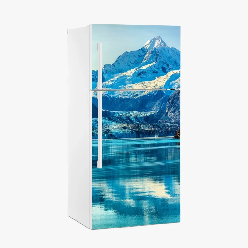 Kühlschrankaufkleber majestätischer alpiner gletscher mit spiegelung