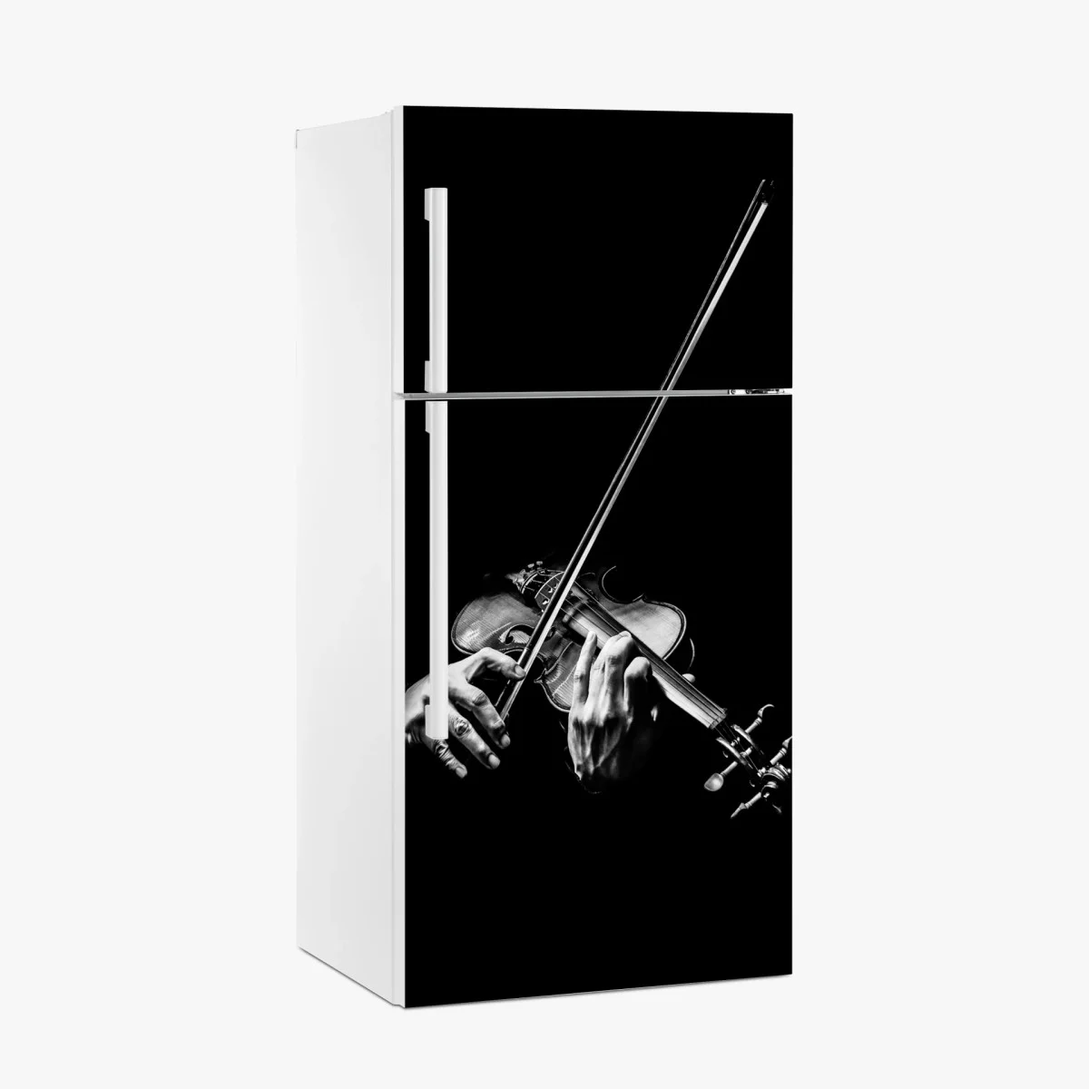 Kühlschrankaufkleber monochrome hände eines geigers – Wallnifity® Kühlschrankaufkleber monochrome hände eines geigers – Wallnifity®