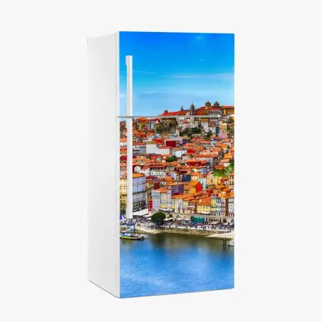 Kühlschrankaufkleber Porto buntes uferpanorama – Wallnifity®