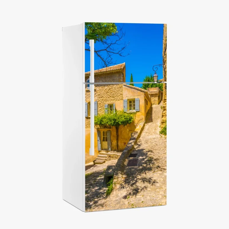 Kühlschrankaufkleber sonnige kopfsteinpflastergasse