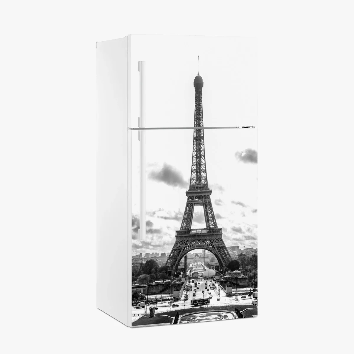 Kühlschrankaufkleber Paris Eiffelturm in monochrom – Wallnifity® Kühlschrankaufkleber Paris Eiffelturm in monochrom – Wallnifity®