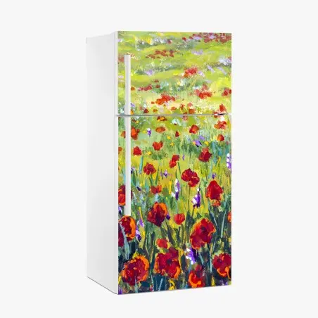 Kühlschrankaufkleber impressionistische mohnwiese – Wallnifity®