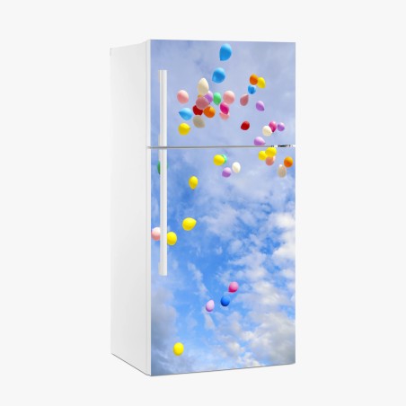 Kühlschrankaufkleber bunte luftballons steigen in den himmel – Wallnifity®