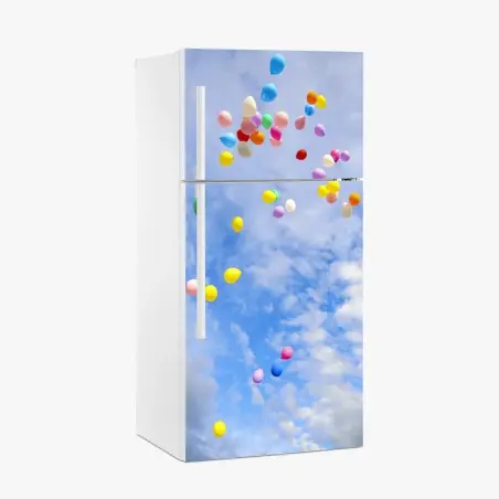 Kühlschrankaufkleber bunte luftballons steigen in den himmel – Wallnifity®