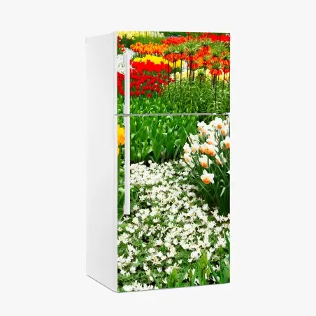Kühlschrankaufkleber lebendiger frühlingsblumengarten – Wallnifity®