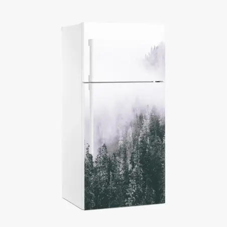 Kühlschrankaufkleber nebliger immergrüner wald – Wallnifity®
