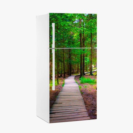 Kühlschrankaufkleber ruhiger waldsteg im grünen – Wallnifity®