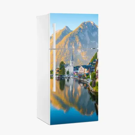 Kühlschrankaufkleber morgendlicher lichtglanz über Hallstatt am see – Wallnifity®