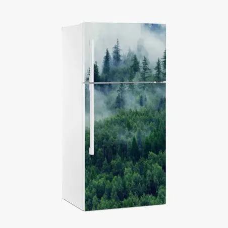 Kühlschrankaufkleber nebliger grüner wald – Wallnifity®