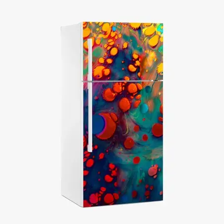 Kühlschrankaufkleber lebendige türkis-orange marmorierte kunst – Wallnifity®