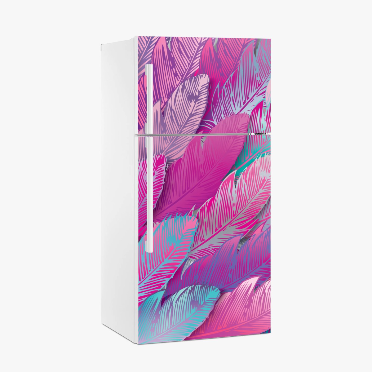 Kühlschrankaufkleber irisierendes rosa federmuster – Wallnifity®