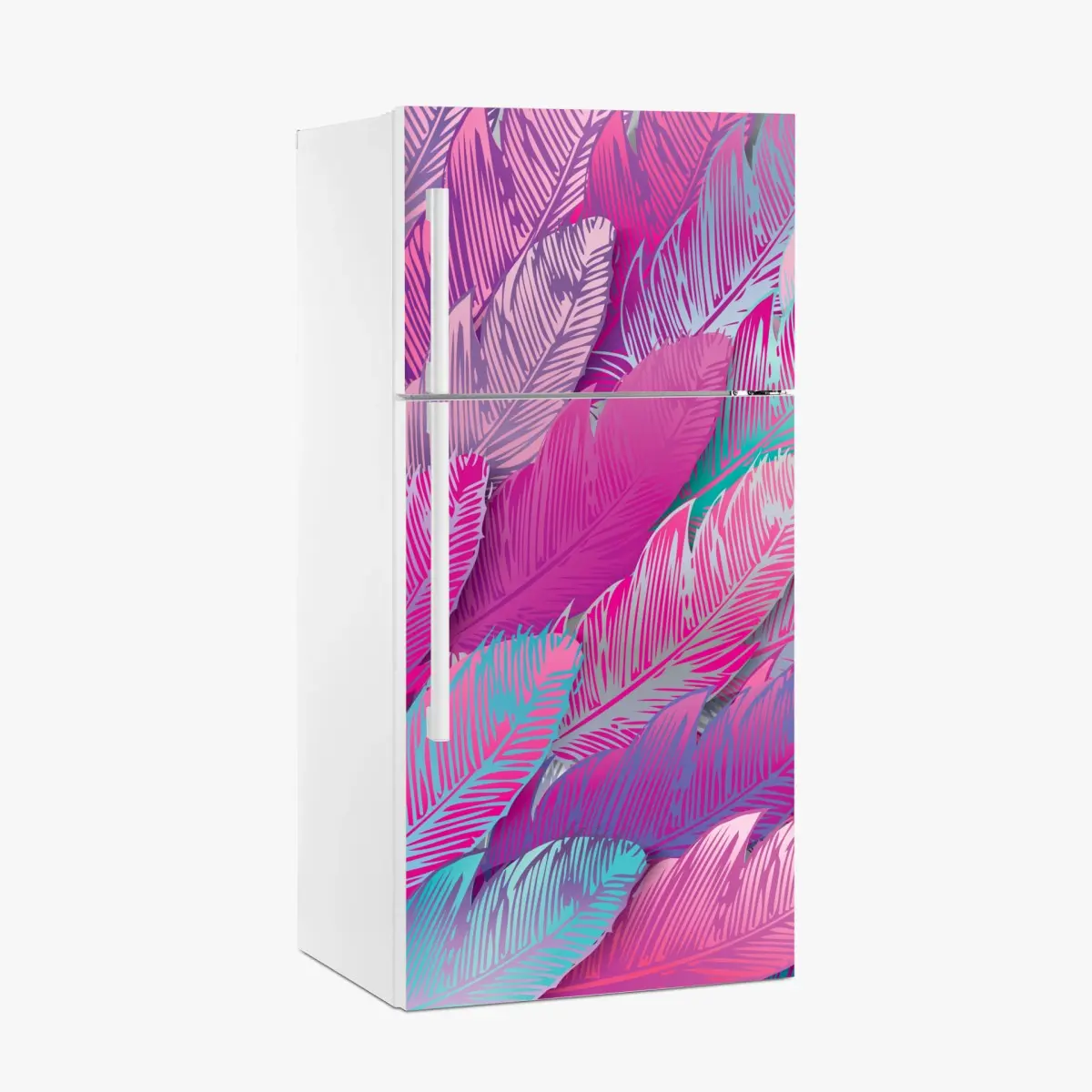 Kühlschrankaufkleber irisierendes rosa federmuster – Wallnifity®