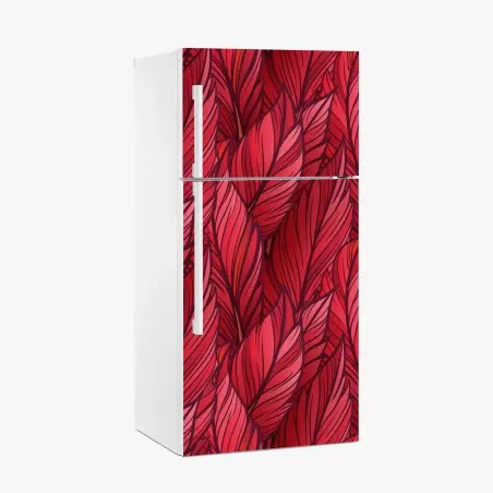 Kühlschrankaufkleber rotes botanisches blättermuster – Wallnifity®