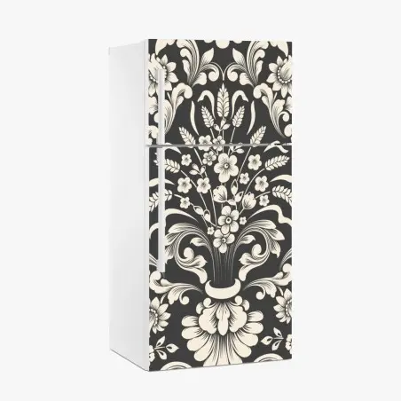 Kühlschrankaufkleber vintage blumiges damastmuster – Wallnifity®