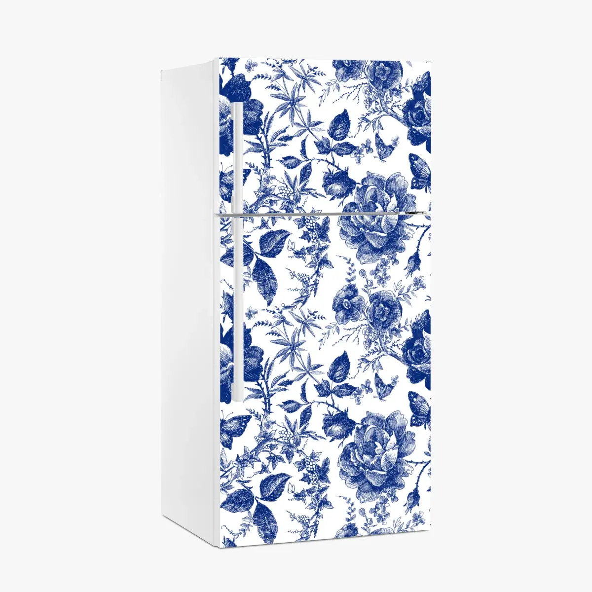 Kühlschrankaufkleber blaues blumen toile-muster – Wallnifity®