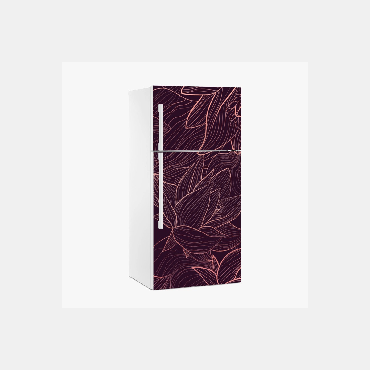 Kühlschrankaufkleber elegantes rosa linienblumenmuster – Wallnifity®