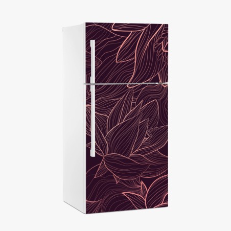 Kühlschrankaufkleber elegantes rosa linienblumenmuster – Wallnifity®