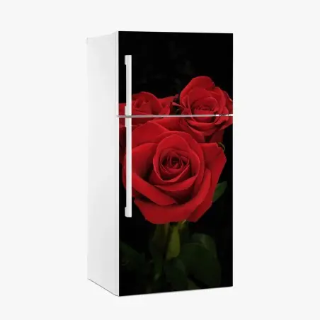 Kühlschrankaufkleber rote rosen vor schwarzem hintergrund – Wallnifity®