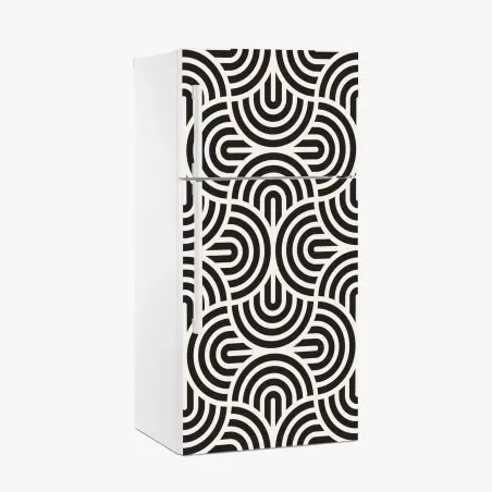 Kühlschrankaufkleber schwarz-weiß geometrisches muster – Wallnifity®