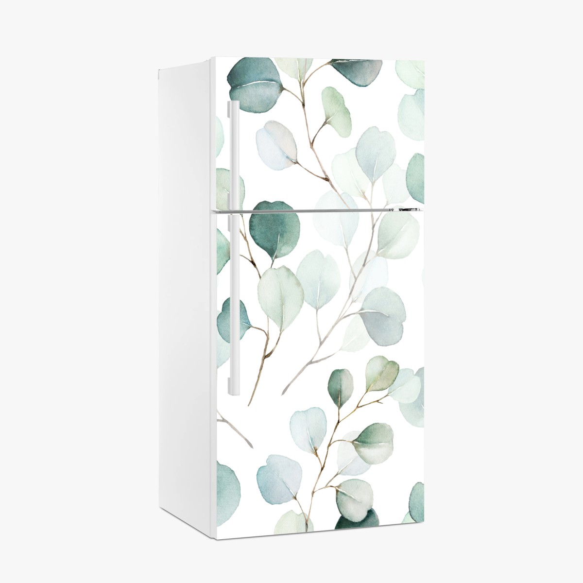 Kühlschrankaufkleber zarter eukalyptus-aquarell blättermuster – Wallnifity®