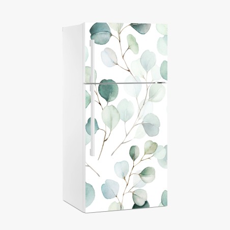 Kühlschrankaufkleber zarter eukalyptus-aquarell blättermuster – Wallnifity®