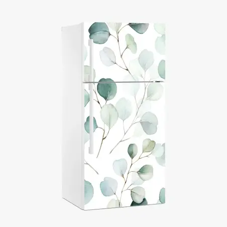 Kühlschrankaufkleber zarter eukalyptus-aquarell blättermuster – Wallnifity®