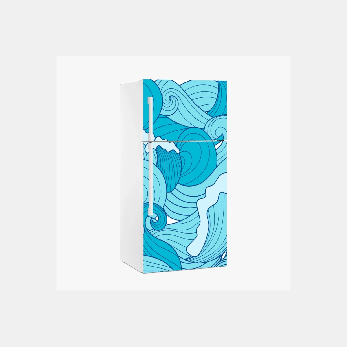 Kühlschrankaufkleber blaue ozeanwellen illustration – Wallnifity® Kühlschrankaufkleber blaue ozeanwellen illustration – Wallnifity®