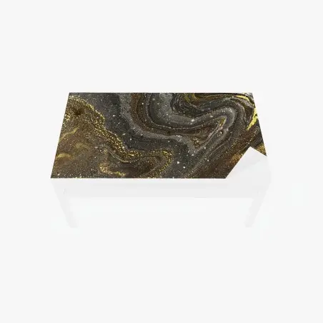 Tischaufkleber und Schreibtischaufkleber gold-schwarzer marmorwirbel – Wallnifity®